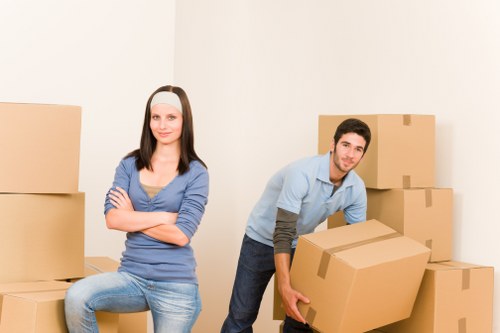 Boxes and furniture prepared for a central London apartment relocation